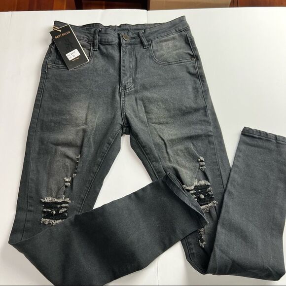 DANT BULUN NWT Men's Slim-Fit Distressed Black Jeans Sz 30 Style & Comfort - Picture 2 of 13